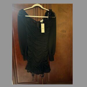 New Privy Black Mini Ruched Dress